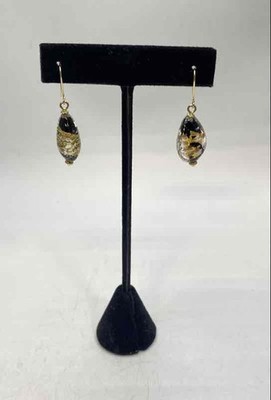 14K Gold Flakes in Resin Glass Teardrop Earring 7.5g