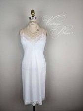 Vintage 1950's Romantic White Lace Trimmed Slip Chemise Bust Size 36" 38"
