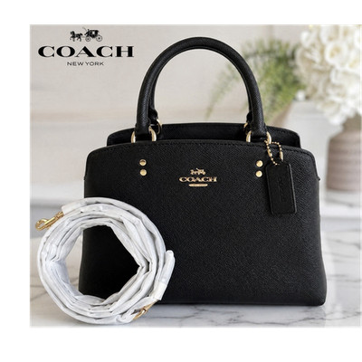 Coach Black lillie Satchel, Zip Closure, Detachable Strap, Gold Hardware