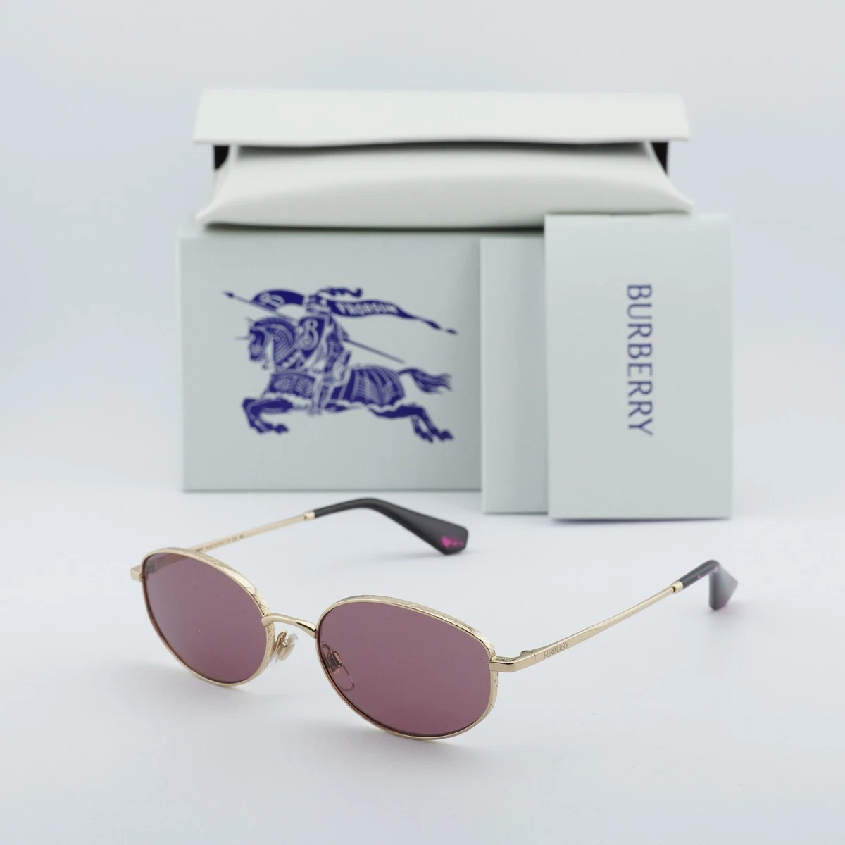Burberry BE3169 11091A Oval Sunglasses - Gold/Violet Burberry Purple Sunglasses for Women for sale | eBay main image 3