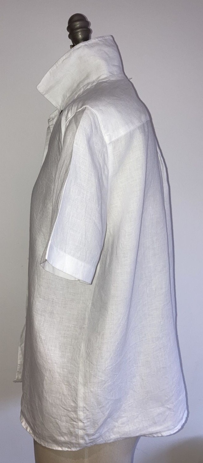 VINTAGE Classic Jaeger White Linen Blouse/Shirt, Size 12 UK 3