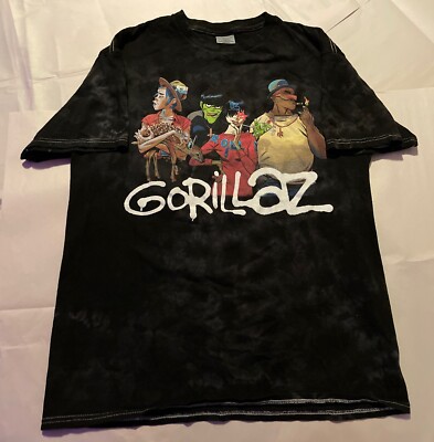 Gorillaz Band Graphic Tie Dye Black Tee T-Shirt Shirt Size M Y2K