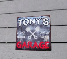 TONY'S Garage Shop Rust Man Cave Shop Gift Home Decor 12x12 Metal Sign SS163
