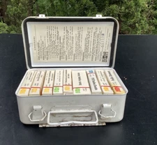 Vtg Pac-Kit Safety Equipment Co. Metal FIRST AID KIT Loaded w/ Original Supplies
