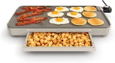 Bella 12" x 22" Electric Griddle w/ Warming Tray Ceramic Nonstick Coating