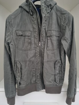 Divided H&M Herren Jacke Gr. M Jacke grün Baumwolle mit Kapuze gebraucht