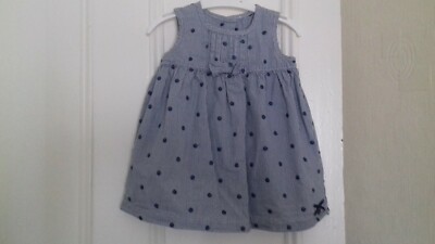 Debenhams Baby Mädchen marineblau/weiß ärmellos gepunktet Baumwolle Kleid-Alter 3-6 Monate