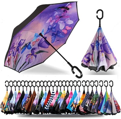 49/56 Inch Inverted Reverse Upside Down Umbrella, Extra Large Double Can