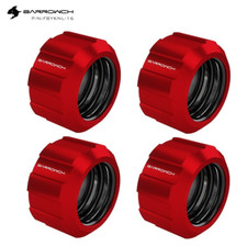 4 Pack BarrowCH Helm G1/4" Compression Fitting for 16mm OD Rigid Tubing , Red