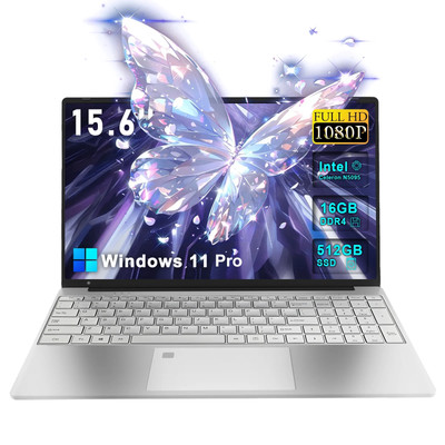 15.6'' Windows 11 Pro Laptop 16GB RAM 512GB SSD Fingerprint Quad Core