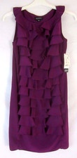 New Adrianna Papell Purple Ruffled Dress Sz 4 Sleeveless Lined Womens BB22