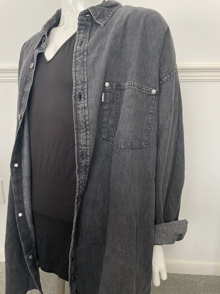 Levis SilverTab Men’s 2XL XXL Overshirt Denim Long Sleeves Oversized Gray Shirt
