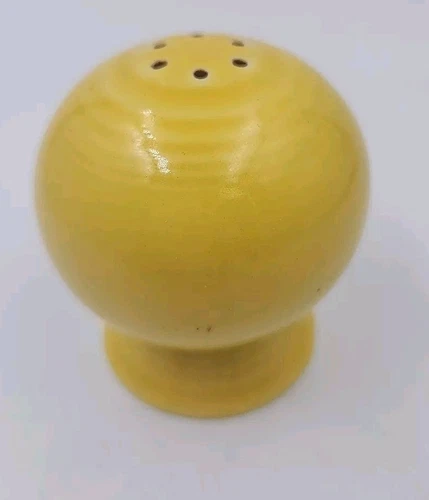 Vintage Fiestaware Ball Single Salt Shaker 7 Holes Yellow  With Stopper