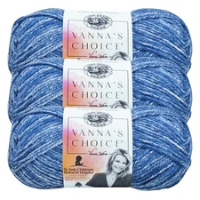 (3 Pack) Lion Brand Yarn 860-300E Vanna's Choice Yarn, Denim Mist