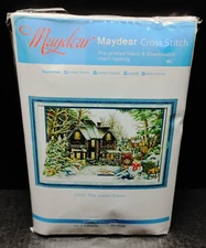 THE WINTER HOUSE Cross Stitch Kit #F893 Christmas Tree Snowman By Maydear