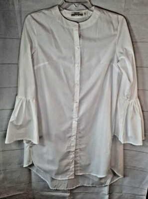 CoCo's Kiss White Tunic/Dress Shirt Bell Sleeve Women's Size M Boho