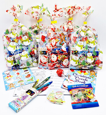 50 x WEIHNACHTEN vorgefüllte Party Beutetüten Gastgeschenke Süßigkeiten für Weihnachten Jungen und Mädchen