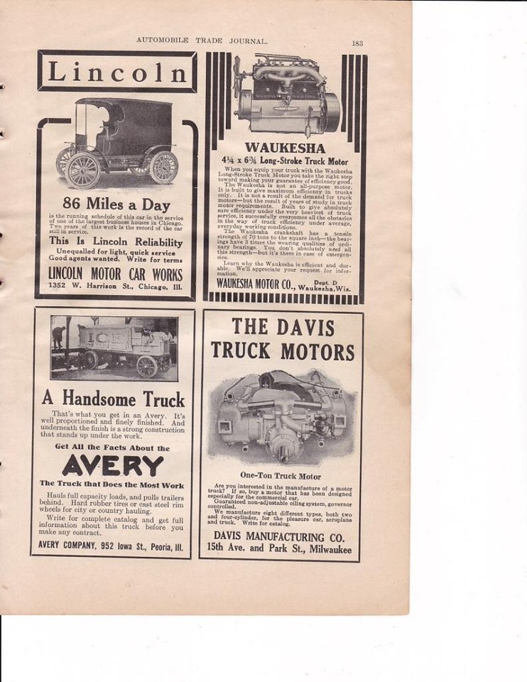 1913 Lincoln Truck Print-Ad/ Avery Truck/ Sanford Truck/Stegeman &amp;  Decatur Truck | eBay