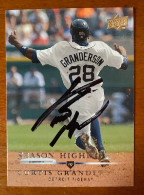 Curtis Granderson Signed 2008 Upper Deck # 835 HL Detroit Tigers