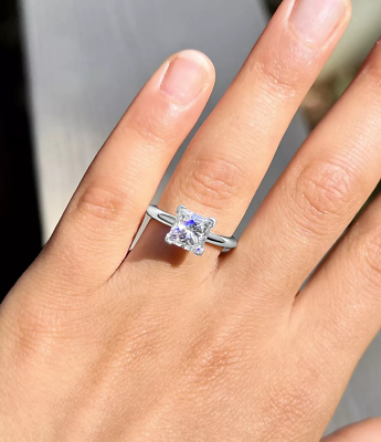 2.00 Ct F VS1 Princess Cut Diamond Ring 14k Gold Lab Grown IGI 
