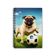 Pug Playing Soccer - Spiral Notebook - Ruled Line