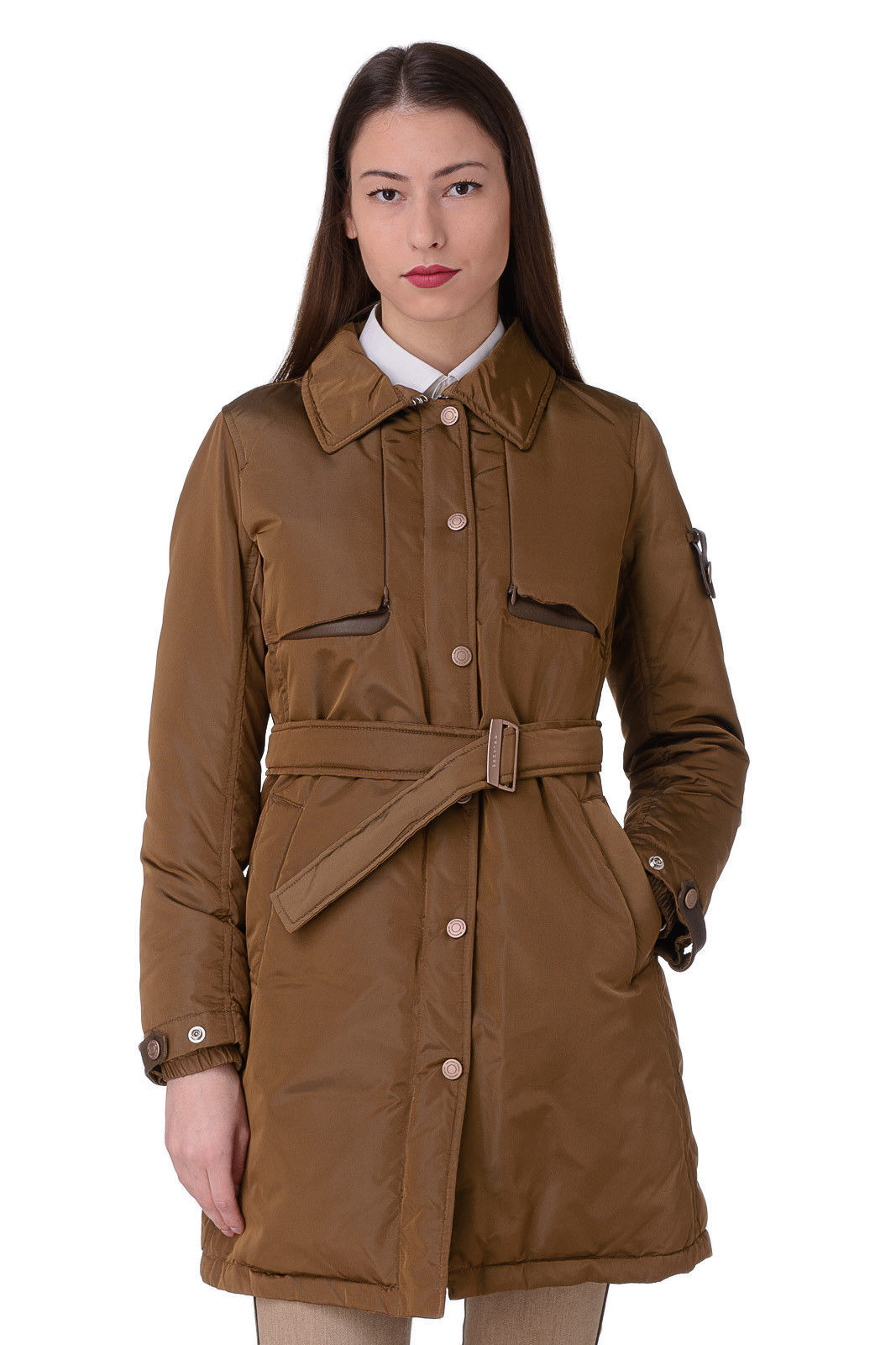PIQUADRO Light Tech DOWN PROOF Padded Belted Travel Trench Coat Size 40, 2/XS