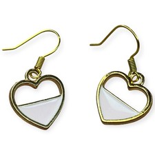 Half Full Heart Hearts Dainty Valentines Love Pink Enamel Gold Tone Earrings