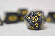 Chessex CHX Speckled Urban Camo Dice D20 Polyhedral 7-Die Set RPG Grey Yellow