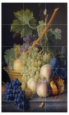 Tile Mural Grapes Peaches Basket J. Dael Kitchen Wall Backsplash Marble Ceramic