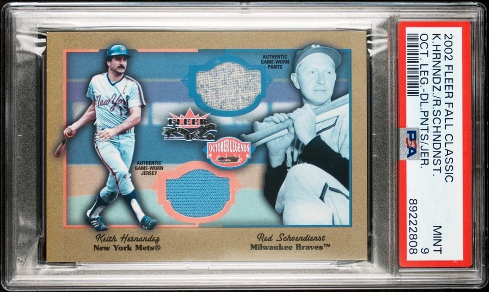 ❗ Pop1 PSAMINT Keith Hernandez Red Schoendiest DUAL-USED 2002 Fleer Fall Classic - Image 2 of 4