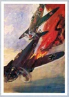 I.Rodinov 1979 Russian p/card WWII Soviet LaGG-3 against German  bomber HE-111