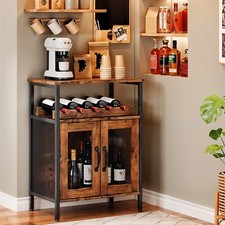 Industrial Wine Bar Cabinet Kitchen Storage Sideboard W/ Wine Rack Holders