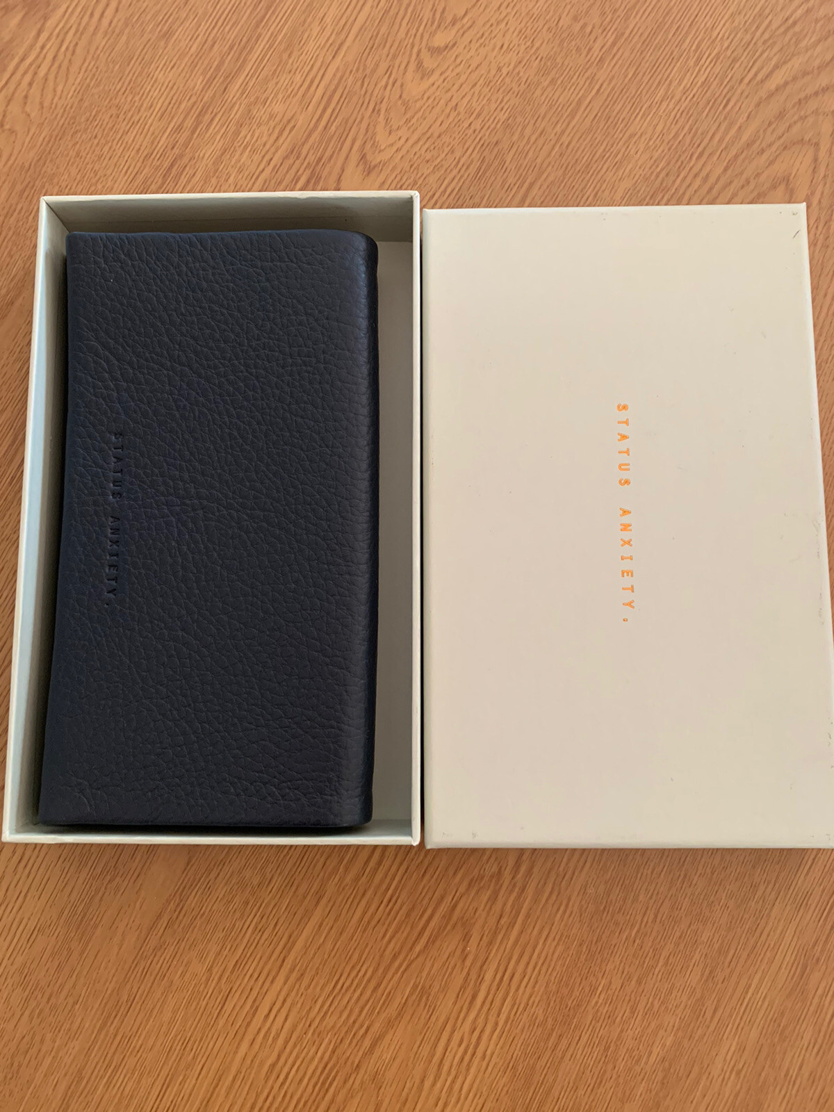 Status Anxiety Nevermind Leather wallet in navy blue NWT eBay