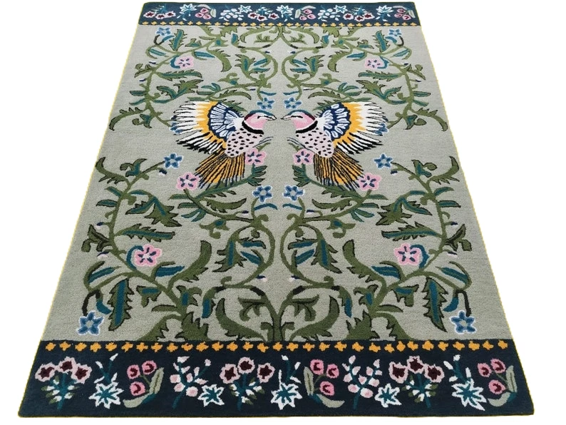 Rug Bird Tufted Wool Hand for Multi Area Colored Room Handmade Modern Carpet - Image 2 of 4