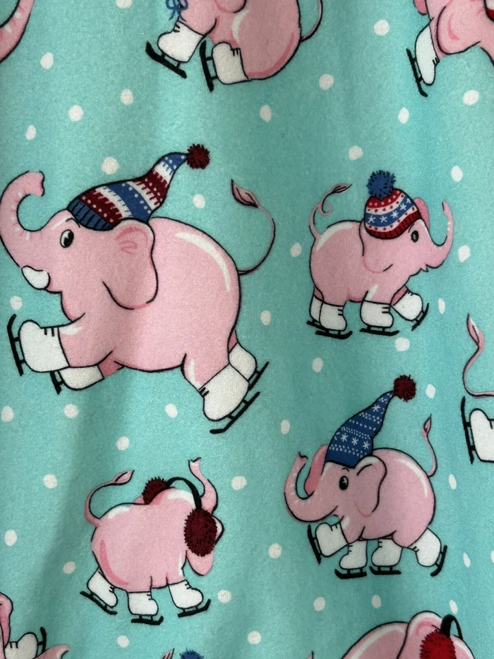 NICK & NORA Elefantes Patinaje sobre Hielo Juvenil XL 14/16 Franela Abotonada Pijama Top Foto 3 de 4