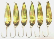 6 -7 oz.Crocodile Spoons, Gold/w Prism Tape, Stainless Steel Siwash Hooks