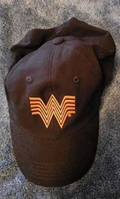 Whataburger Hat Employee Work Uniform Adjustable Ball Cap Black Orange Logo 