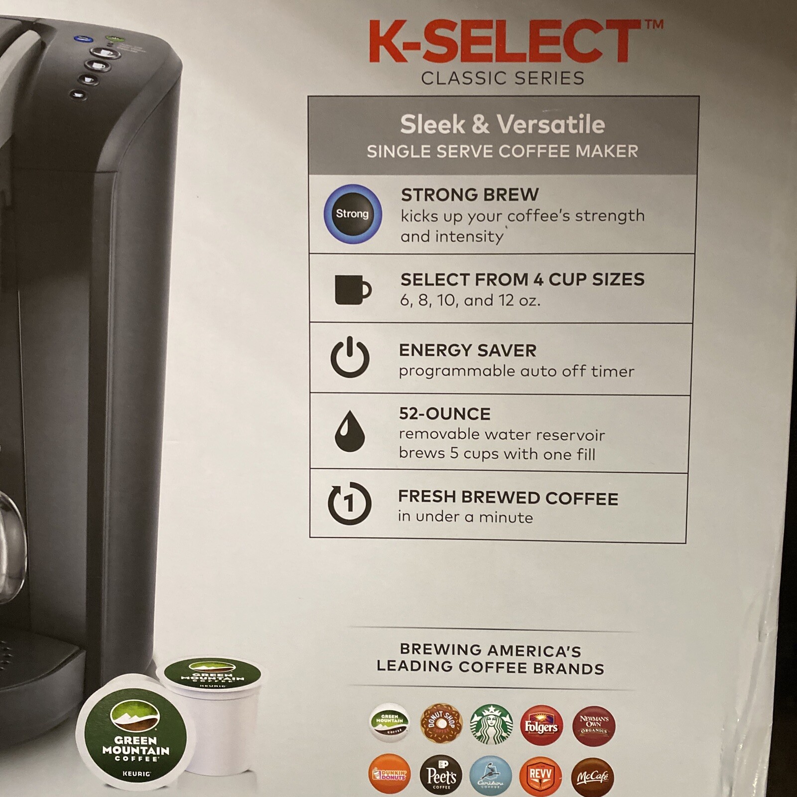 Keurig KSelect Strong Brew SingleServe KCup Pod Coffee Maker Matte