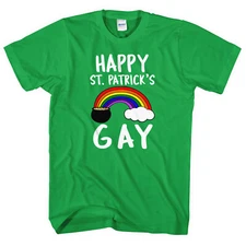 Happy St Patricks Gay T-Shirt Pride LGBT Irish Ireland Men Women Bi Trans L246