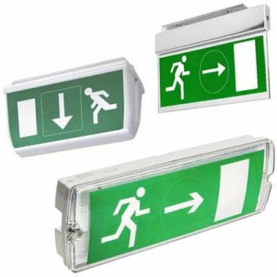 LED Notleuchte EXIT Mit Piktogrammen | Fluchtwegbeleuchtung IP65 | 3h Akkulaufzeit