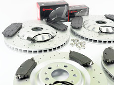 DISCOS DE FRENO DELANTEROS TRASEROS PERFORADOS PASTILLAS DE FRENO BREMBO PARA AUDI Q7 E-TRON 375MM 350MM