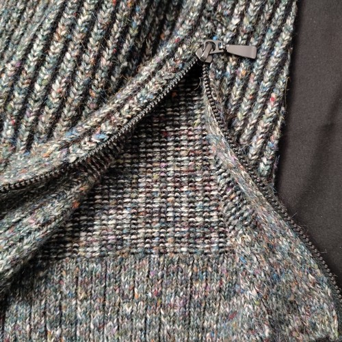 LEO & NICOLE Sweater Women's Medium Cowl Neck Zipper Green Cotton Acrylic Wool - Picture 8 of 9