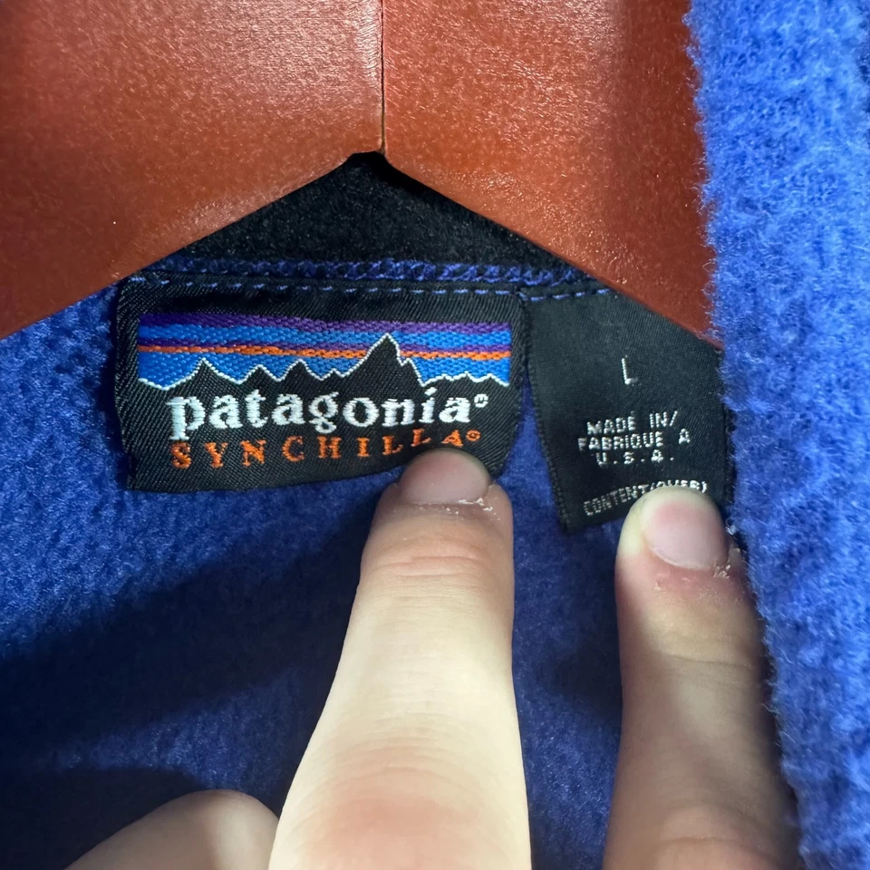 Винтажный мужской жилет Patagonia большой фиолетовый флисовый синхилла на молнии сделано в США - Изображение 4 из 4