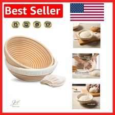 Banneton Bread Proofing Basket Set - 9 Inch Artisan Rattan for Perfect Crusts