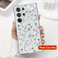 Cute Floral Clear Case for Samsung Galaxy S26 Ultra, Flower Branch Pattern Cover