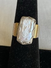925 Sterling Silver Freshwater Pearl Ring Size 6 Two Tone Vintage