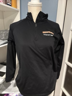 Greenwich Country Day Black 1/4 Zip Athletic Pullover Long Sleeve Size YL