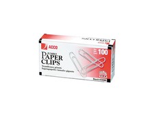 Acco 72580 Smooth Economy Paper Clip, Steel Wire, Jumbo, Silver, 100/Box, 10 Box