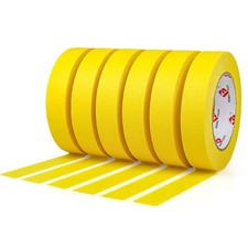 BOMEI PACK Yellow Painters Tape 1 Inch Bulk - Paint 6 Rolls x 1