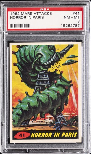 1962 Topps Mars Attacks #41 Horror in Paris — PSA 8